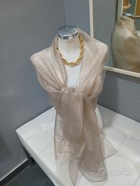 stola colore oro platino doppio strato di organza