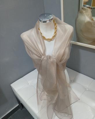stola colore oro platino doppio strato di organza