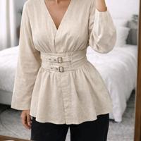 Blusa Peplum Beige-Taglia IT42 M- Nuova