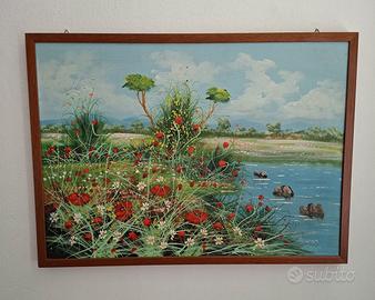 Quadro I Papaveri olio su faesite di A. Diss