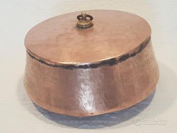 Scaldaletto rame con acqua, vecchio da collezione