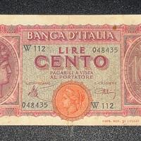 Banconota “Serie W@  100 Lire Turrita 1943