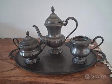 servizio da caffè in peltro, anni '60-70