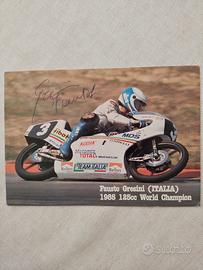 Cartolina Fausto Gresini 1985 autografata