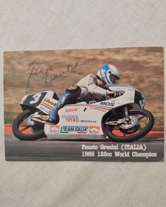 Cartolina Fausto Gresini 1985 autografata