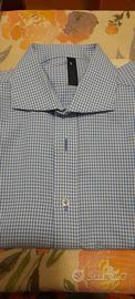 Camicia quadri celeste e bianco t. 50 cotone