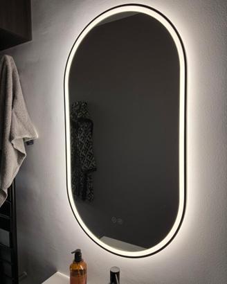 Specchio LED Ovale 50x90 - Antiappannamento - Nero