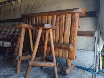 piano Bar+ sgabelli in legno massiccio 