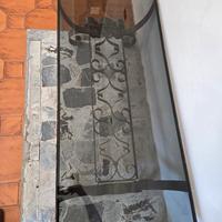 Tavolino in ferro battuto e vetro Fumè