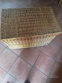 Baule Cesto Grande in  Vimini intrecciato Vintage 