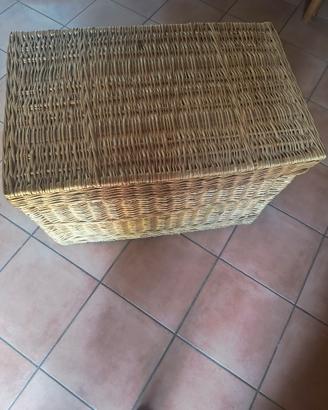 Baule Cesto Grande in  Vimini intrecciato Vintage 