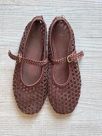 Zara ballerine marroni a rete numero 32 – eleganti