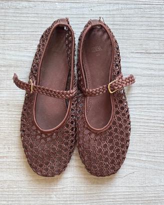 Zara ballerine marroni a rete numero 32 – eleganti