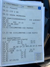 Vespa primavera 50.  Due tempi