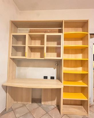 Libreria piu scrivania per cameretta ragazzi
