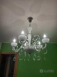 coppia lampadari vetro bianco