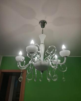 coppia lampadari vetro bianco