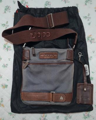 Borsa a tracolla uomo in denim con porta accendino