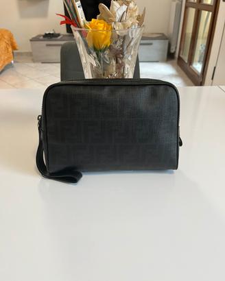 Fendi Pochette Medium FF Zucca Nera Canvas