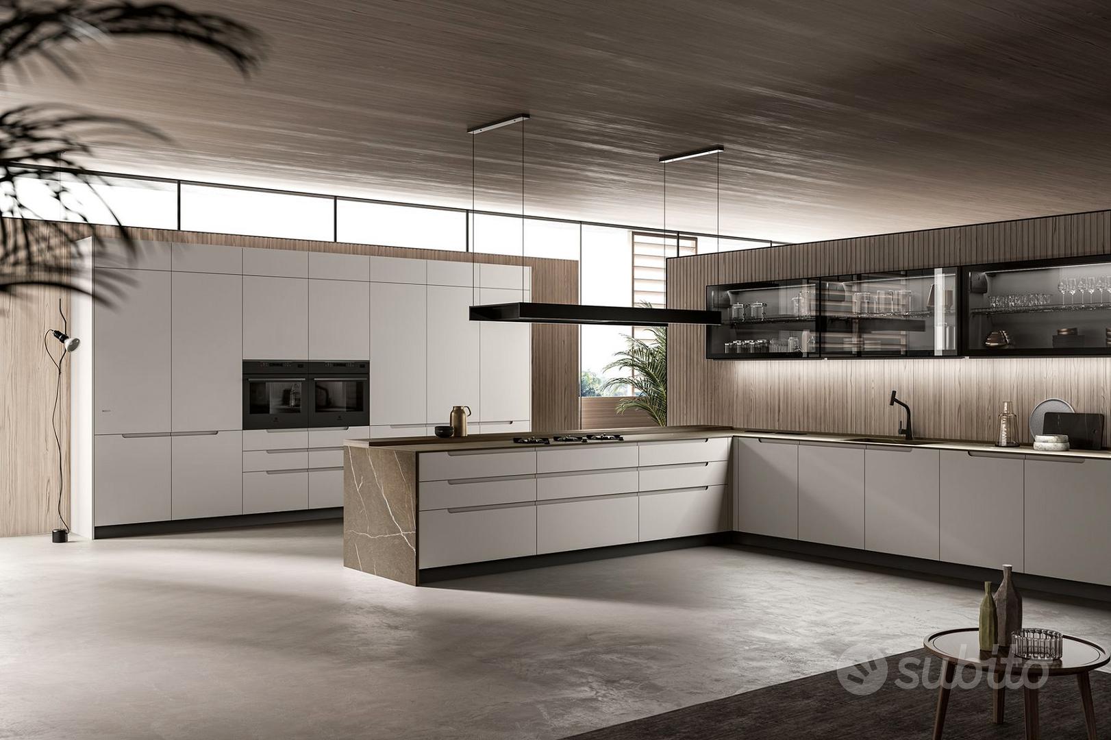 Cucina Doppia Colonna L 570  Accessoriata + Tavolo Penisola. • Milani6