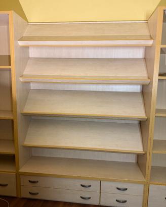Libreria/scaffale con ripiani/mensole e cassetti