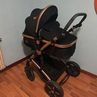Passeggino 3 in 1 per neonati (di colore nero)