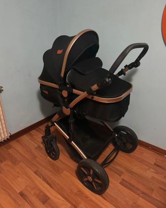 Passeggino 3 in 1 per neonati (di colore nero)