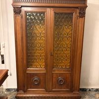 Libreria/vetrina d’epoca in legno massello