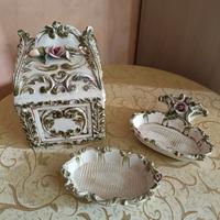 Antico set da bagno artigianale ceramica marchiato