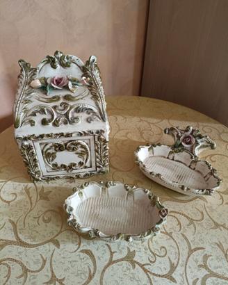 Antico set da bagno artigianale ceramica marchiato