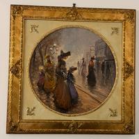 Quadro con cornice dorata 100x100 cm