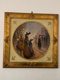 Quadro con cornice dorata 100x100 cm