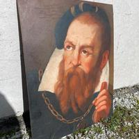 Ritratto olio su tavoletta in stile antico