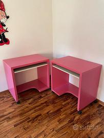 Coppia Scrivanie con Ruote Rosa Fucsia