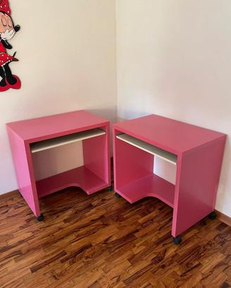 Coppia Scrivanie con Ruote Rosa Fucsia