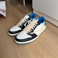 Air Jordan 1 Low Bianco/Blu/Nero Taglia 41