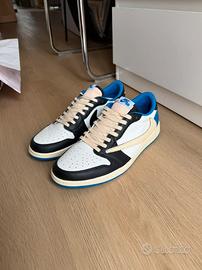 Air Jordan 1 Low Bianco/Blu/Nero Taglia 41