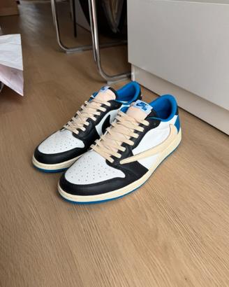 Air Jordan 1 Low Bianco/Blu/Nero Taglia 41
