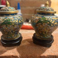 Coppia Vasetti Cinesi in Cloisonné Vintage