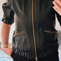 Giacca di pelle traforata nera Diego M 