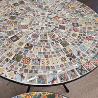 Tavolo Mosaico Tondo da 90cm Ferro Battuto Nuovi 