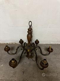 Lampadario da soffitto 6 luci in bronzo con catena