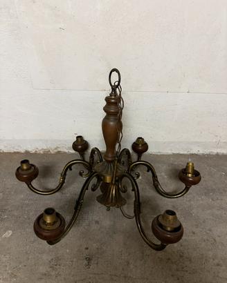 Lampadario da soffitto 6 luci in bronzo con catena