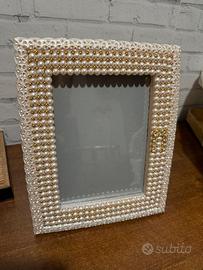 Cornice perle e perle dorate nuova