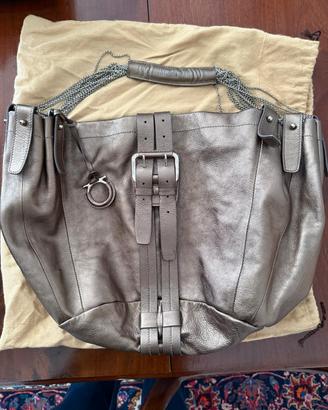 Borsa Ferragamo in pelle bronzo metallizzato
