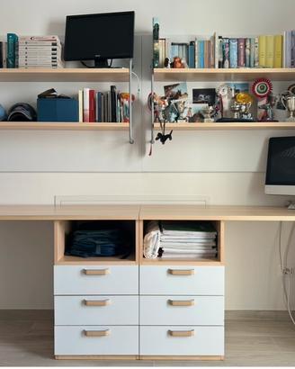 Scrivanie con boiserie libreria