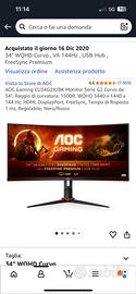 AOC Gaming CU34G2X/BK Monitor Serie G2 Curvo da 34