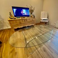 Tavolino di Design in cristallo curvato