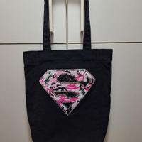 Borsa di tela Canvas Nera Vintage Supergirl 2006