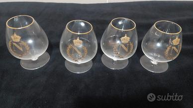 Bicchieri vetro soffiato e oro inciso